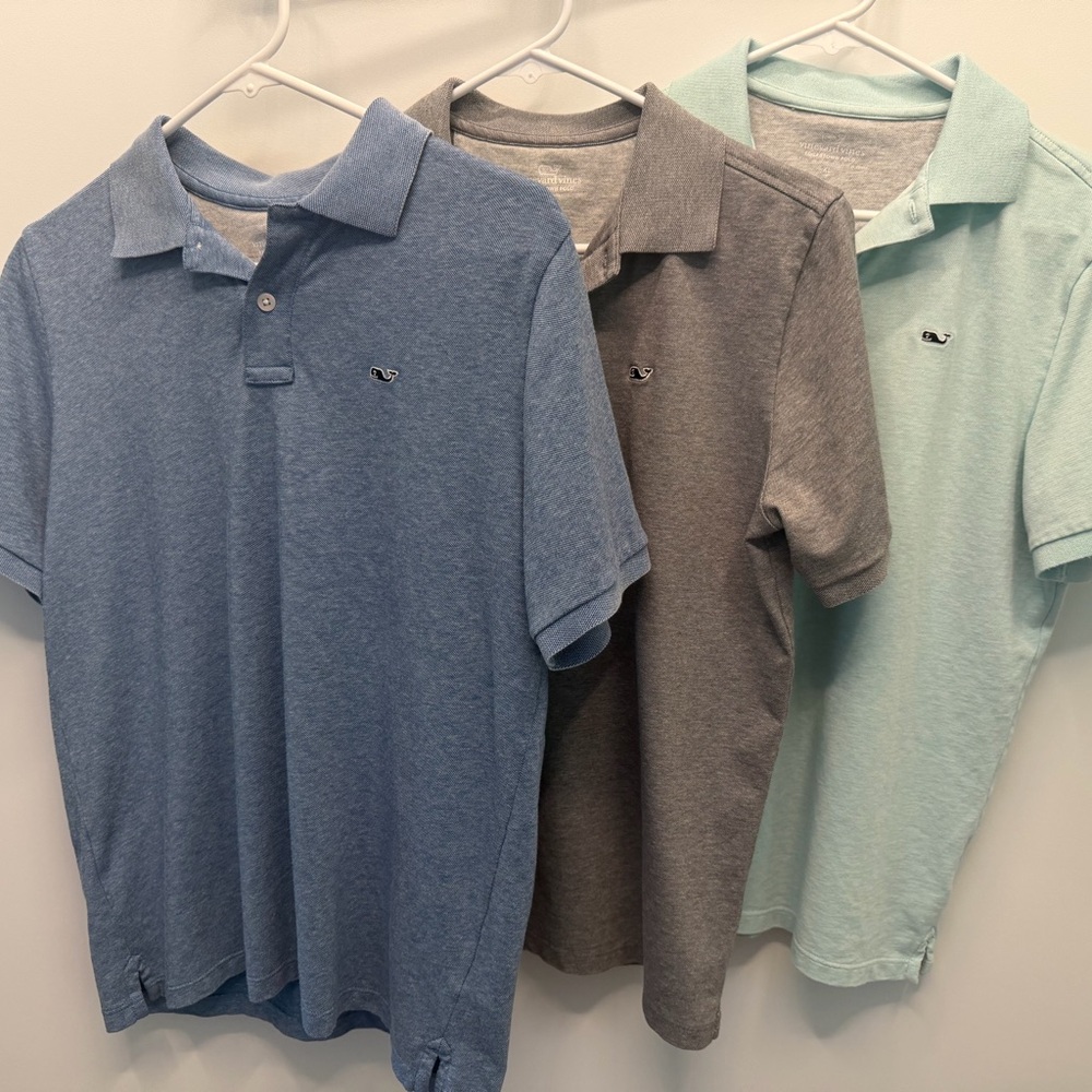 Vineyard Vines Kids Polo Trio - Blue, Gray, Mint
